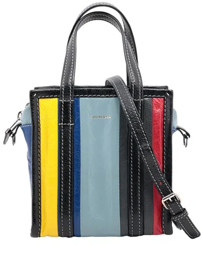 Pre-owned Balenciaga 2019 Xxs Lambskin Bazar Shopper Satchel In Black