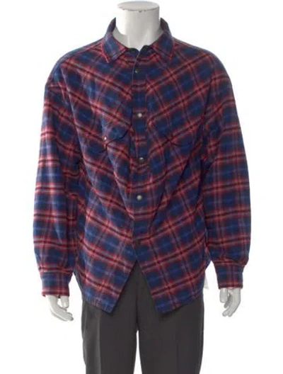 Pre-owned Balenciaga 2019-2020 Plaid Print Western Shirt In Blue