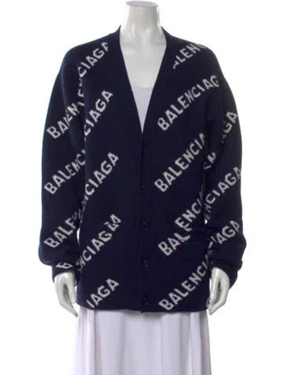 Pre-owned Balenciaga 2020 'all Over' Sweater In Blue