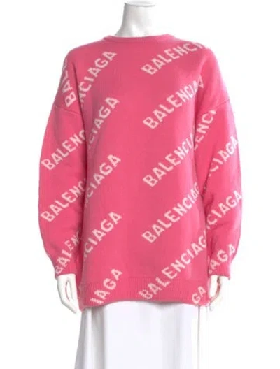 Pre-owned Balenciaga 2020 'all Over' Sweater In Pink