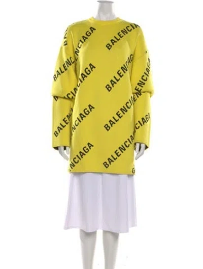 Pre-owned Balenciaga 2020 All Over Sweater In Yellow