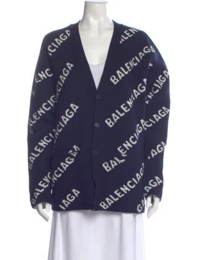 Pre-owned Balenciaga 2020 Allover Sweater In Blue
