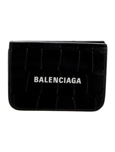 Pre-owned Balenciaga 2020 Bifold Card Holder In Black