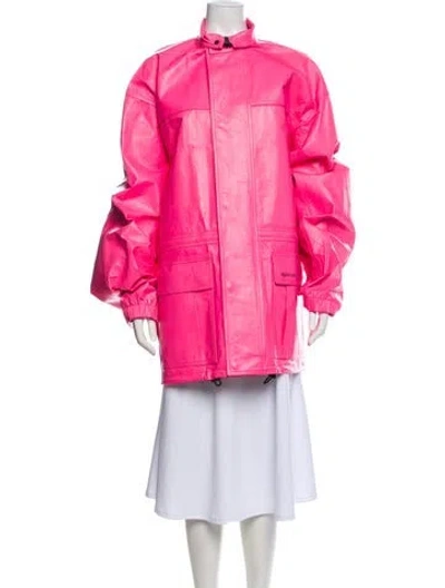 Pre-owned Balenciaga 2020 Calf Leather Parka W/ Tags In Pink