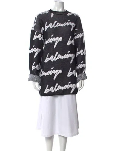 Pre-owned Balenciaga 2020 Crewneck 3d Scribble Knit Sweater Sweater In Black