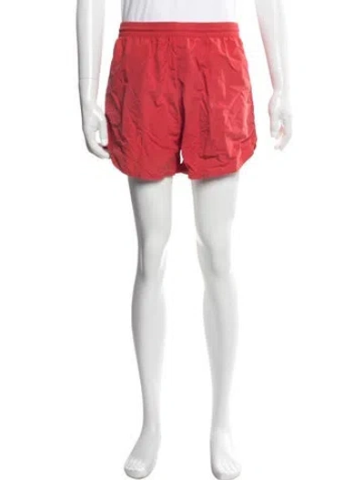 Pre-owned Balenciaga 2020 Embroidered Accent Swim Trunks In Red