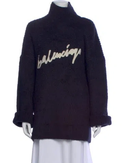 Pre-owned Balenciaga 2020 Faux Fur Sweater In Blue