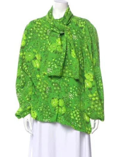 Pre-owned Balenciaga 2020 Floral Print Blouse In Green