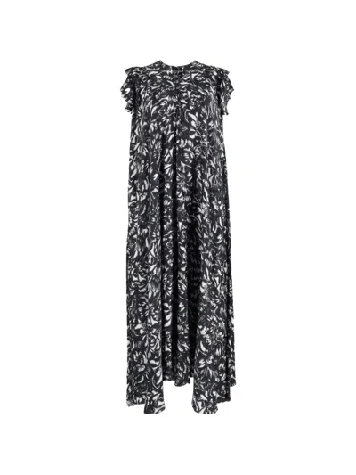 Pre-owned Balenciaga 2020 Floral-print Midi Dress In Black