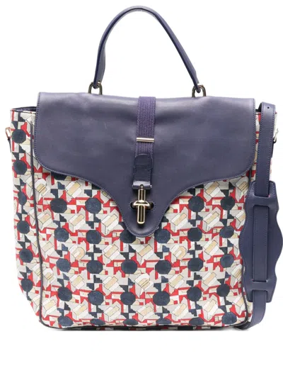 Pre-owned Balenciaga 2020 Geometric Pattern Leather Flap Bag In Neutral