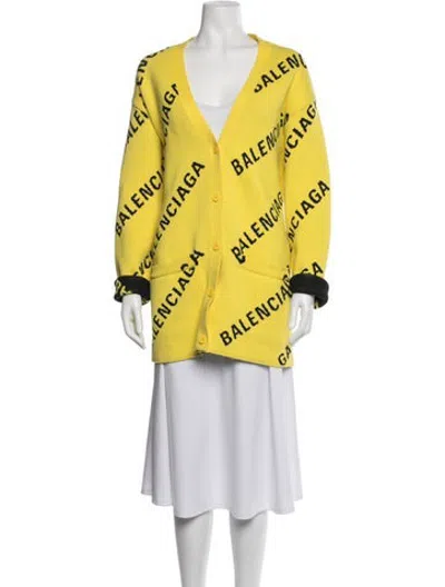 Pre-owned Balenciaga 2020 Graphic Print Sweater In Yellow