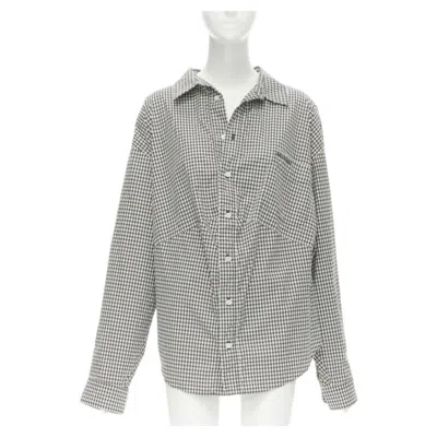Pre-owned Balenciaga 2020 Houndstooth Logo Embroidered Pocket Swing Shirt Fr36 Xs In Gray