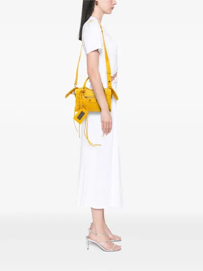 Pre-owned Balenciaga 2020 Mini Lambskin Motocross Classic City Satchel In Yellow