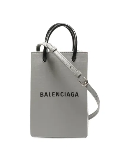 Pre-owned Balenciaga 2020 Mini Leather Tote Bag In Gray