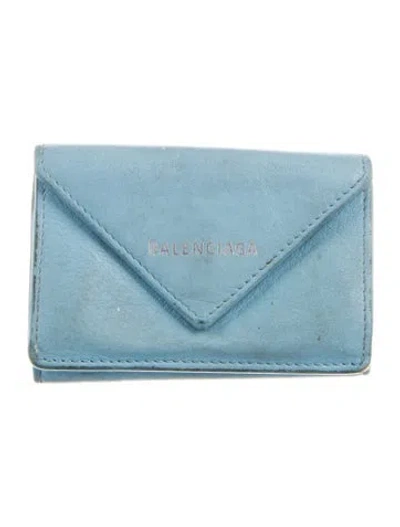 Pre-owned Balenciaga 2020 Paper Mini Coin Pouch In Blue