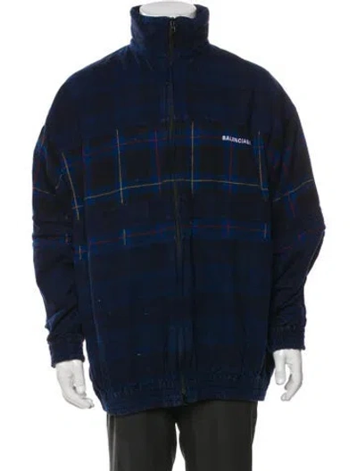 Pre-owned Balenciaga 2020 Plaid Print Jacket In Blue