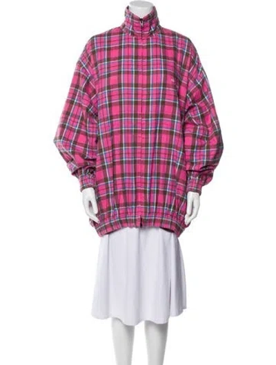 Pre-owned Balenciaga 2020 Plaid Print Jacket In Pink