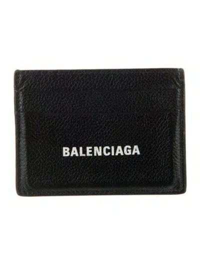 Pre-owned Balenciaga 2020 Signature Logo Card Holder In Black