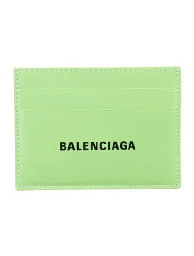 Pre-owned Balenciaga 2020 Signature Logo Card Holder In Green