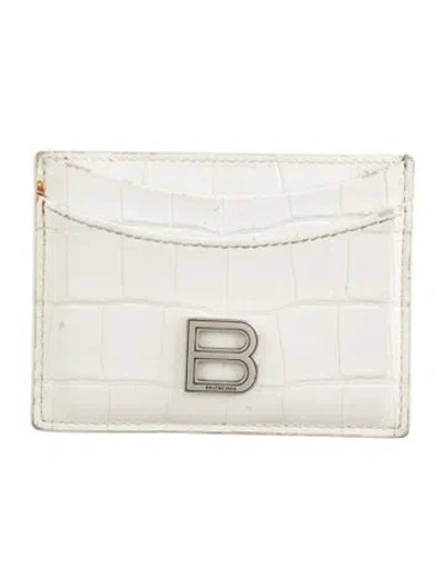 Pre-owned Balenciaga 2020 Signature Logo Card Holder In White