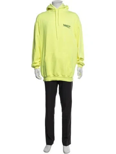 Pre-owned Balenciaga 2020 Signature Logo Hoodie In Yellow