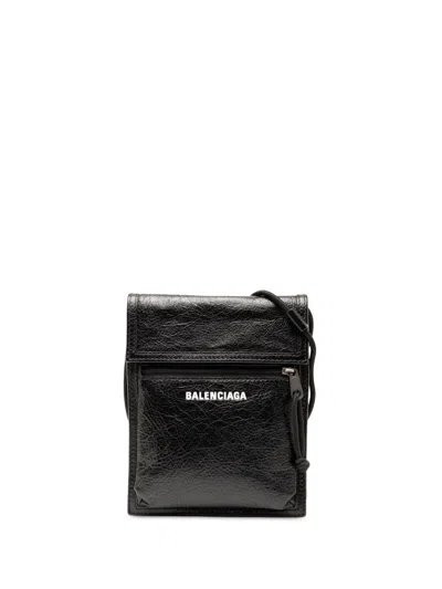 Pre-owned Balenciaga 2020 Small Lambskin Arena Explorer Pouch Crossbody Bag In Black