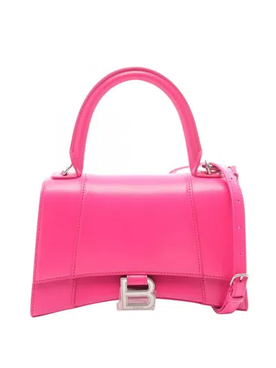 Pre-owned Balenciaga 2020 Small Shiny Box Calfskin Hourglass Top Handle Bag Satchel In Pink