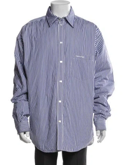 Pre-owned Balenciaga 2020 Striped Puffer Coat In Blue