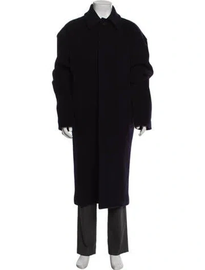 Pre-owned Balenciaga 2020 Virgin Wool Overcoat In Blue