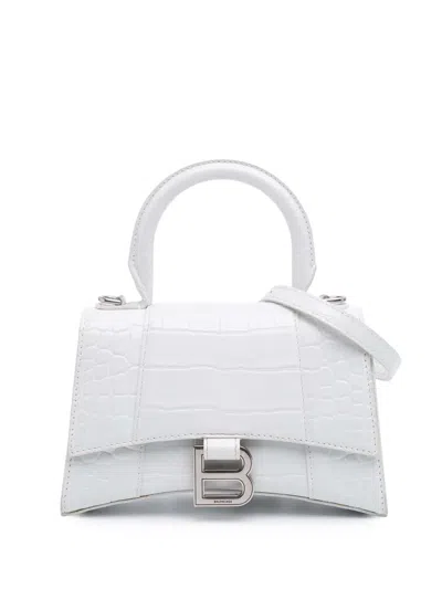 Pre-owned Balenciaga 2020 Xs Embossed Hourglass Satchel In White
