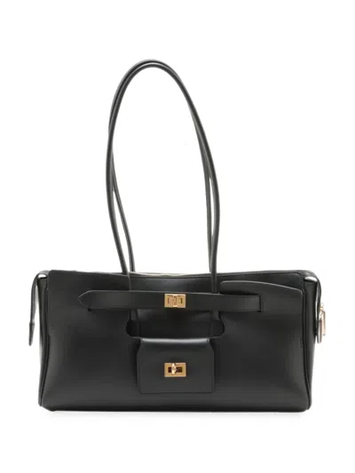 Pre-owned Balenciaga 2020-2026 Leather Bel Air Shoulder Bag In Black