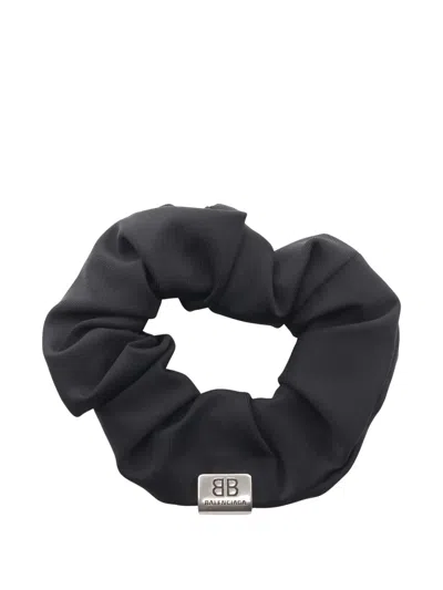 Pre-owned Balenciaga 2020s Bb Logo Scrunchie In Black