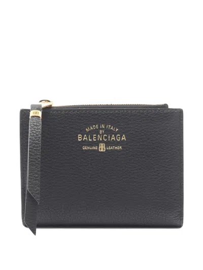 Pre-owned Balenciaga 2020s Cash Long Leather Cardholder In Black