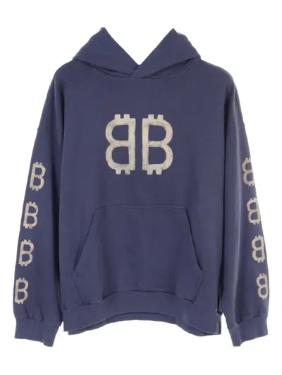 Pre-owned Balenciaga 2020s Crypto Bb-logo Hoodie