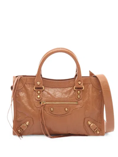 Pre-owned Balenciaga 2020s Large City Leather Handbag In Neutrals