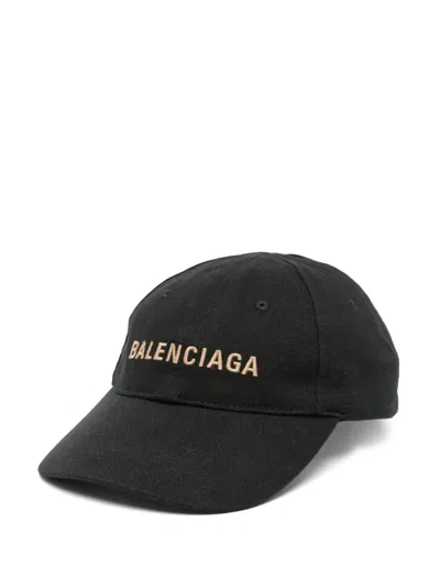 Pre-owned Balenciaga 2020s Logo-embroidered Baseball Cap In Black