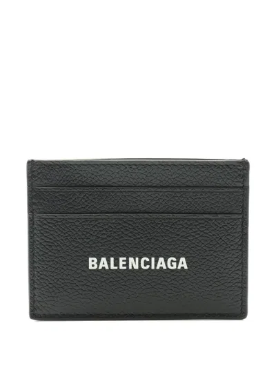 Pre-owned Balenciaga 20s Logo Leather Card Holder In Black