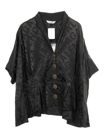 Pre-owned Balenciaga 2020s Logo Pattern Blouse In Black