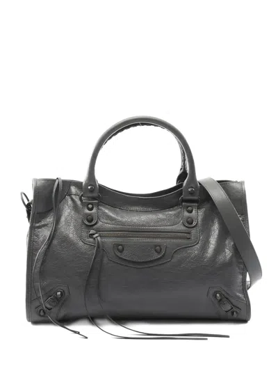 Pre-owned Balenciaga 2020s Medium Le City Leather Tote Bag In Gray