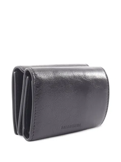 Pre-owned Balenciaga 2020s Mini Le City Wallet In Black