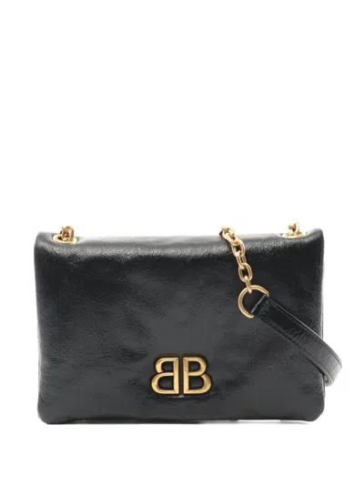 Pre-owned Balenciaga 2020s Mini Monaco Shoulder Bag In Black