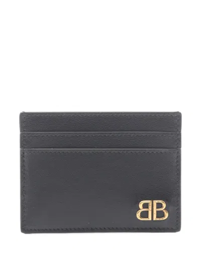 Pre-owned Balenciaga 2020s Monaco Bb Card Case In Black