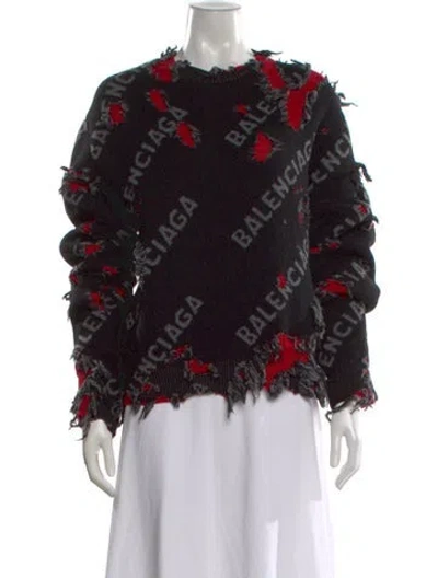 Pre-owned Balenciaga 2021 All Over Logo Sweater In Black