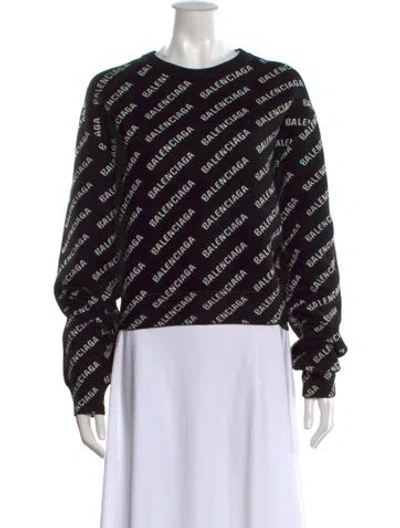 Pre-owned Balenciaga 2021 All Over Logo Sweater In Black