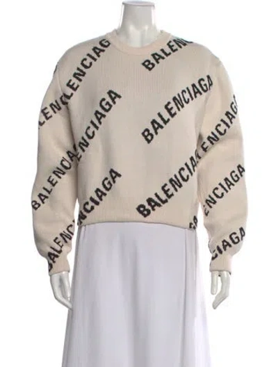 Pre-owned Balenciaga 2021 All Over Logo Sweater In Neutral