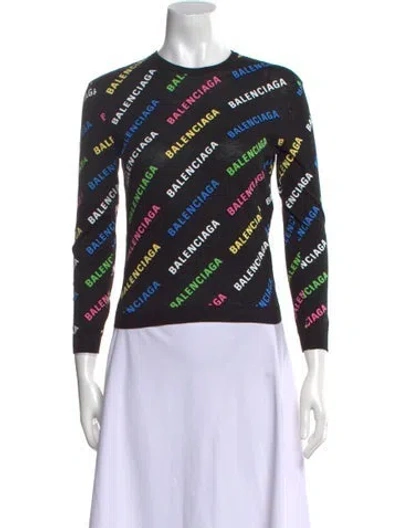 Pre-owned Balenciaga 2021 All Over Logo Sweater W/ Tags In Black