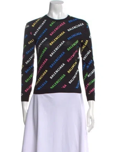 Pre-owned Balenciaga 2021 All Over Logo Sweater W/ Tags In Black