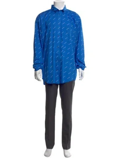 Pre-owned Balenciaga 2021 'all Over' Shirt W/ Tags In Blue