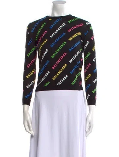 Pre-owned Balenciaga 2021 'all Over' Sweatshirt In Black