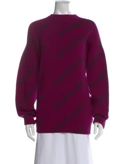 Pre-owned Balenciaga 2021 All-over Logo Sweater In Purple